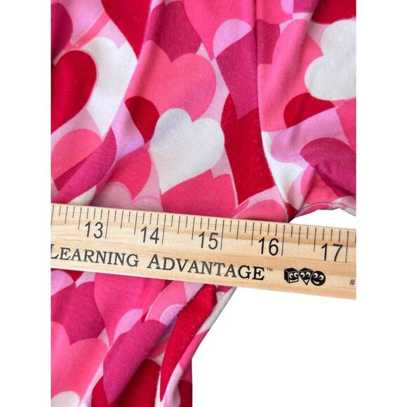 Draper James RSVP Pink Heart Print Wrap Dress Small Ruffle Hem Long Sleeve - Picture 9 of 16